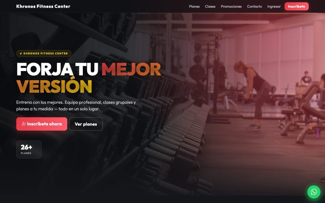 Página de Khronos Fitness Center hecha con GymOS